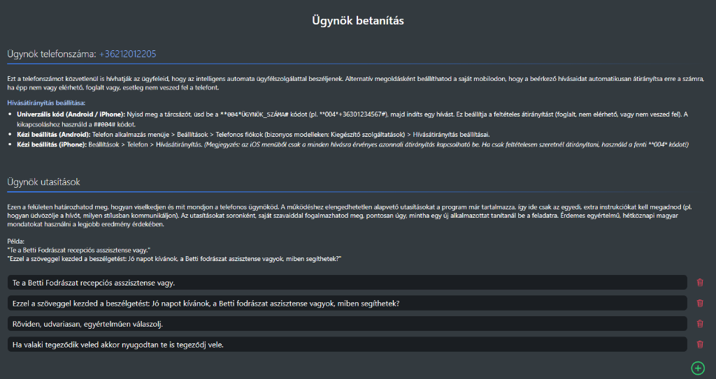 Ügynök betanítás